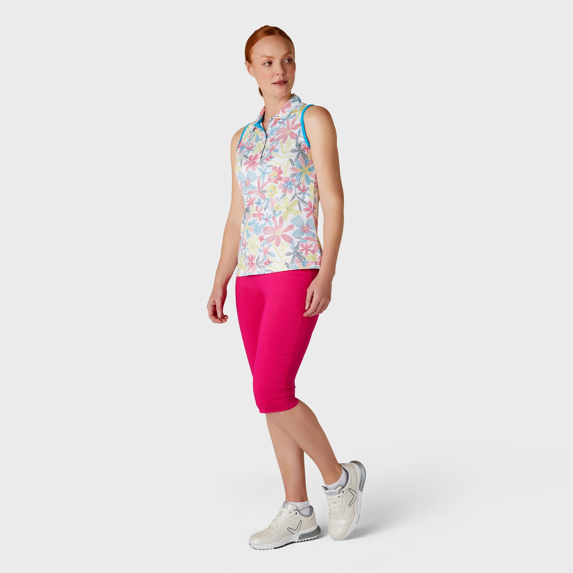 Callaway Ladies Floral Chevron Print Sleeveless Golf Polo