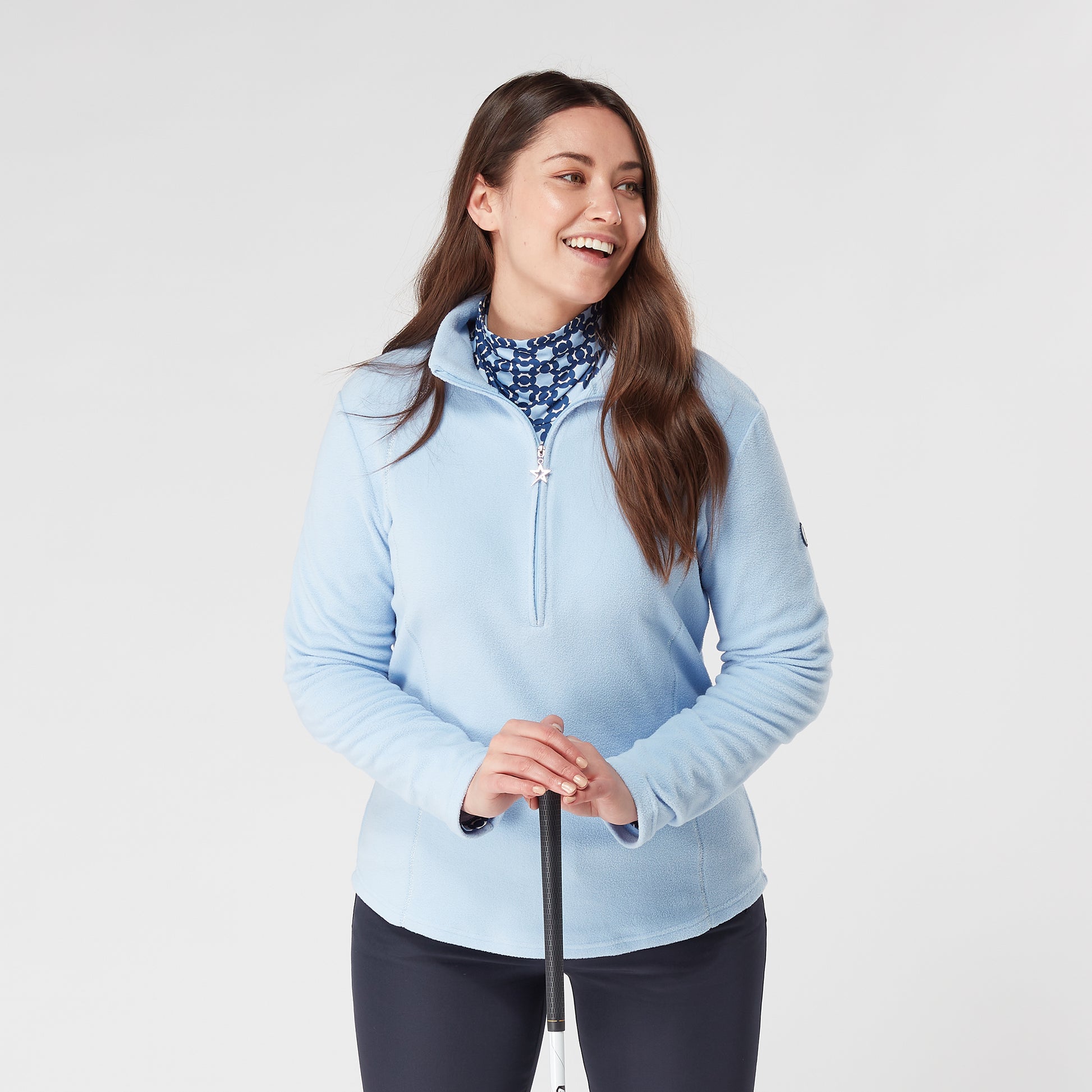 Swing Out Sister Bonny 1/4 Zip Fleece in Chambray Blue