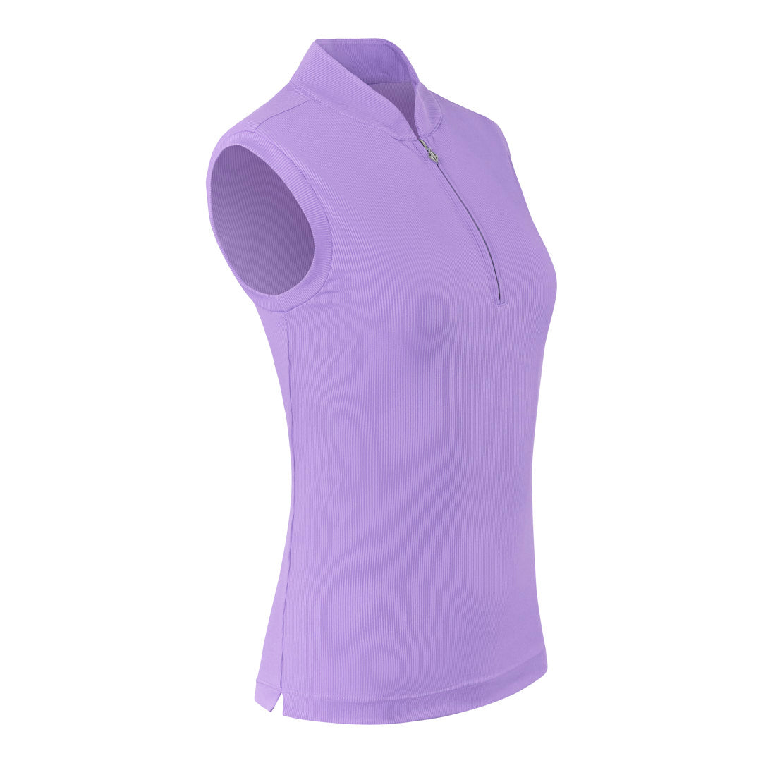 Pure Golf Ladies Sleeveless Zip Top in Deep Lilac