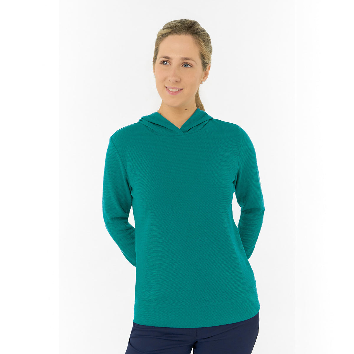 Pure Ladies Textured Fabric Hoodie – Relaxed Comfort Meets Modern Style