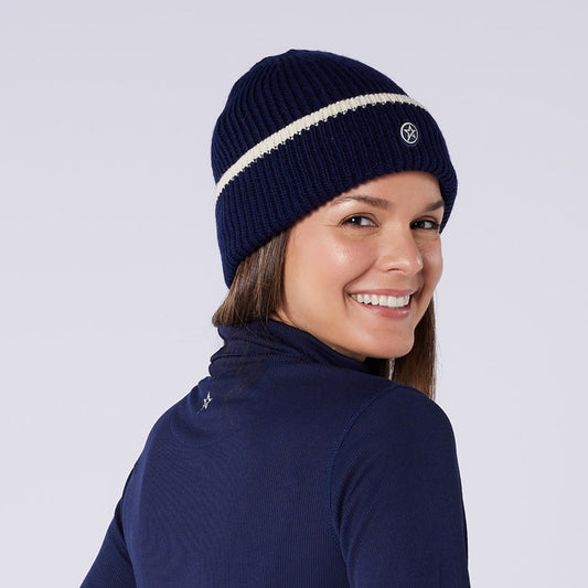 Swing Out Sister Fully Fleece Lined Beanie Hat in Navy