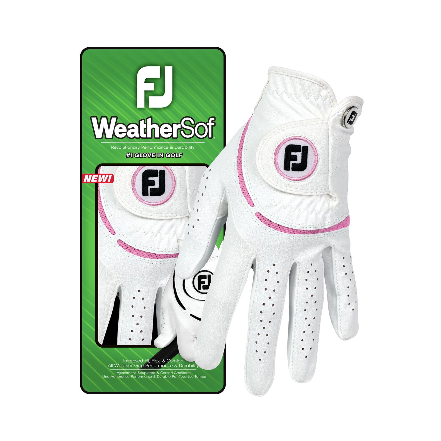 FootJoy Women's WeatherSof Golf Glove in White & Pink