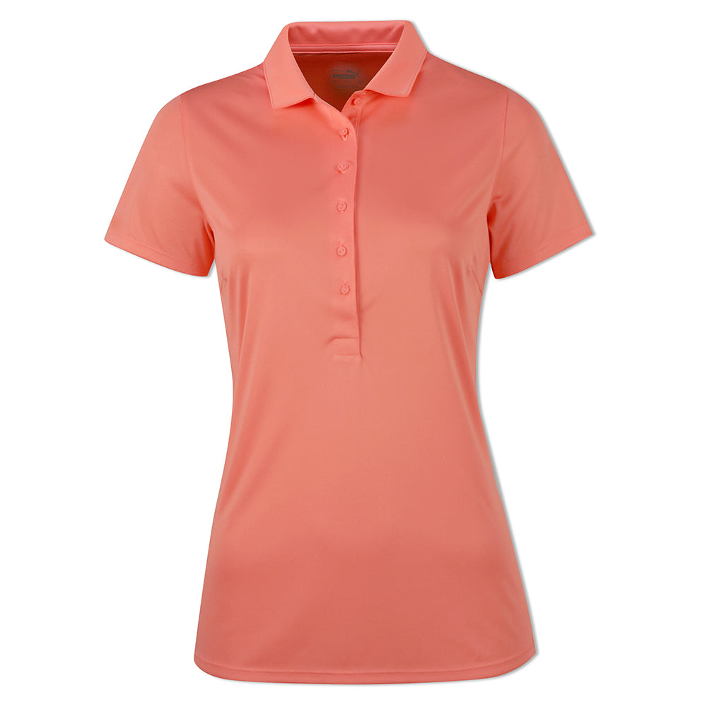 Puma Ladies Short Sleeve Golf Polo with DryCell in Georgia Peach - Last One Large Only Left