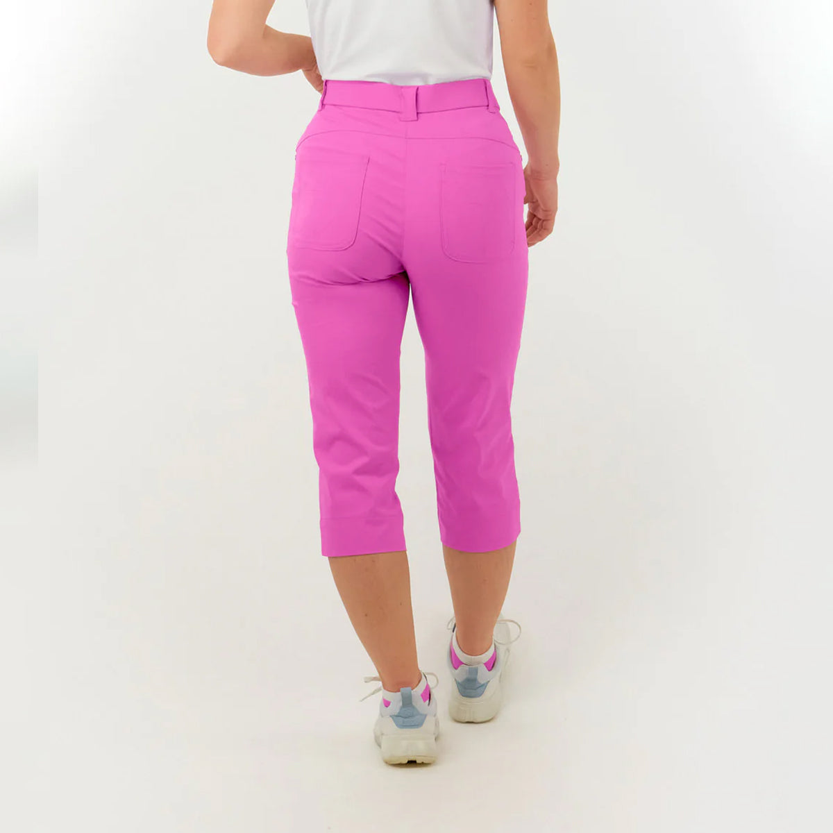Pure Golf Ladies Stretch Capri in Azalea Pink