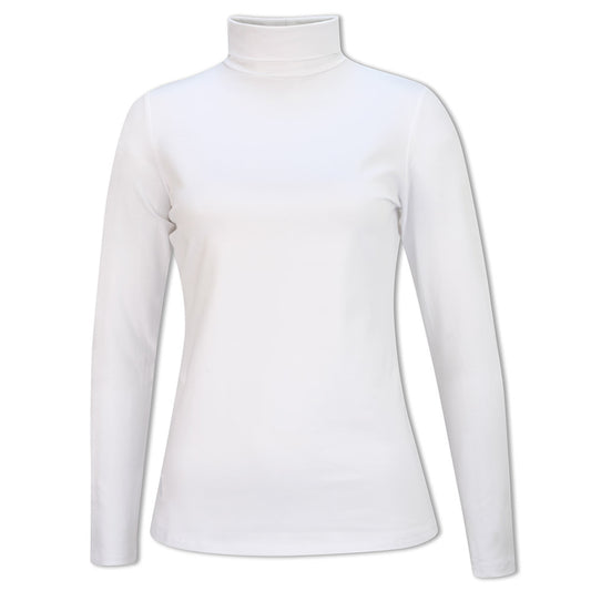 Glenmuir Ladies Long-Sleeve Cotton Roll Neck in White