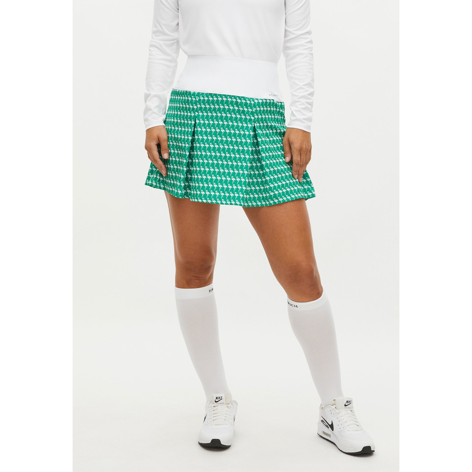 Rohnisch Ladies Flamingo Print Pull-On Pleated Golf Skort