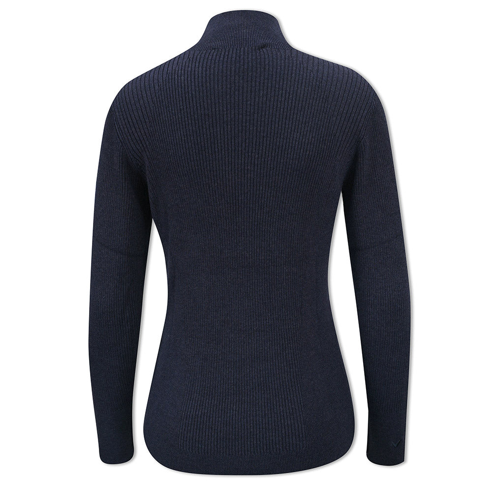 Callaway Ladies High Mock Neck Ribbed Sweater in Navy Heather