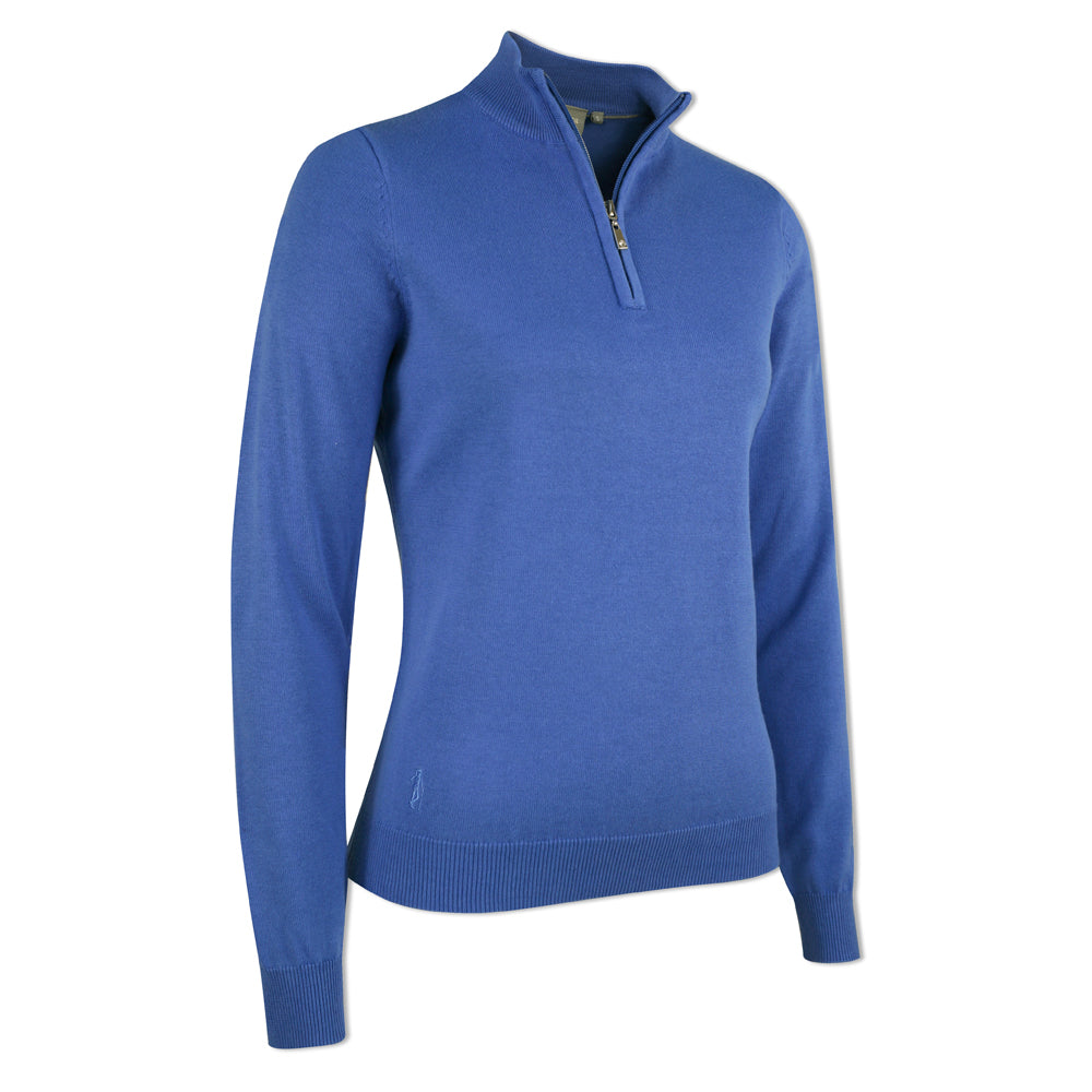 Glenmuir Ladies 100% Cotton Half-Zip Sweater in Sea Blue