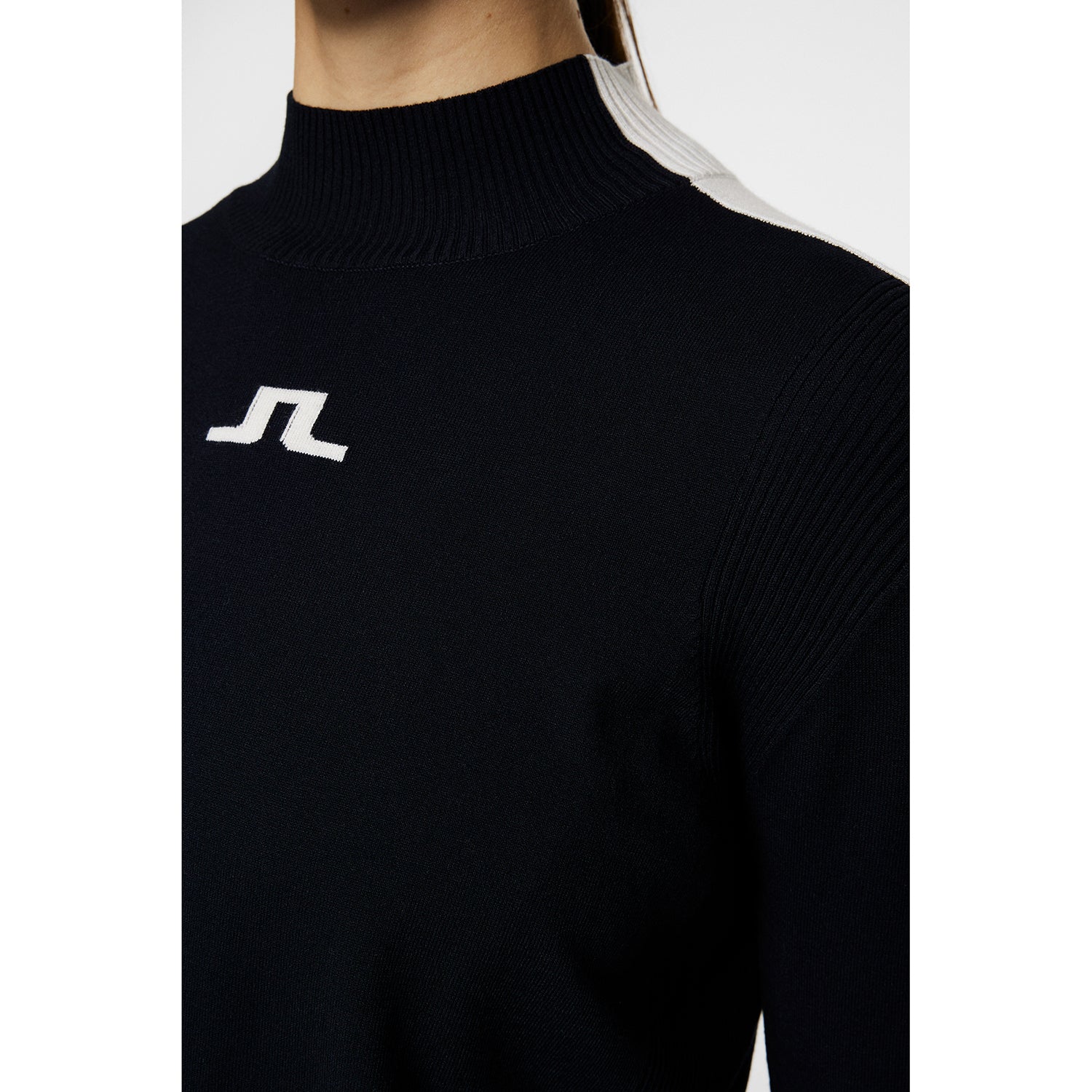 J.Lindeberg Ladies Navy Knitted Sweater with Ribbed Detailing