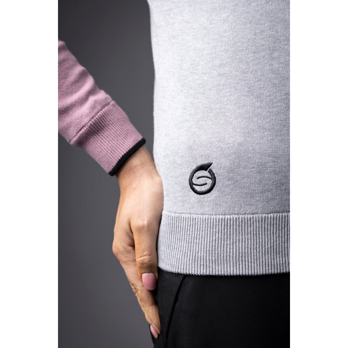 Sunderland Ladies Lined Sweater with Water Repellent Scotchgard in Silver Marl and Pink