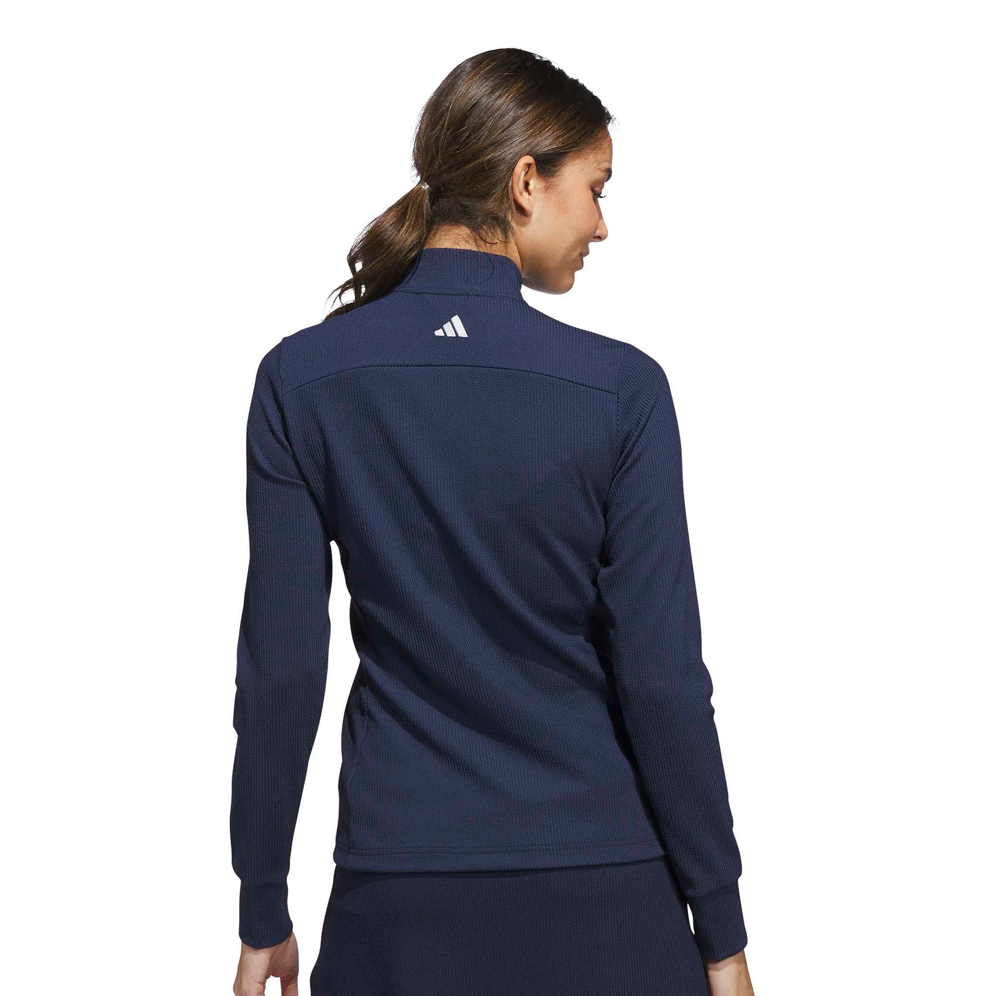 adidas Golf Ladies Navy Full-Zip Textured Jacket - Lightweight Layering for Everyday Wear & On-Course Comfort