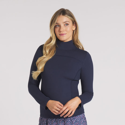 Puma Golf Ladies Cloudspun Long Sleeve Mock Neck Top in Navy