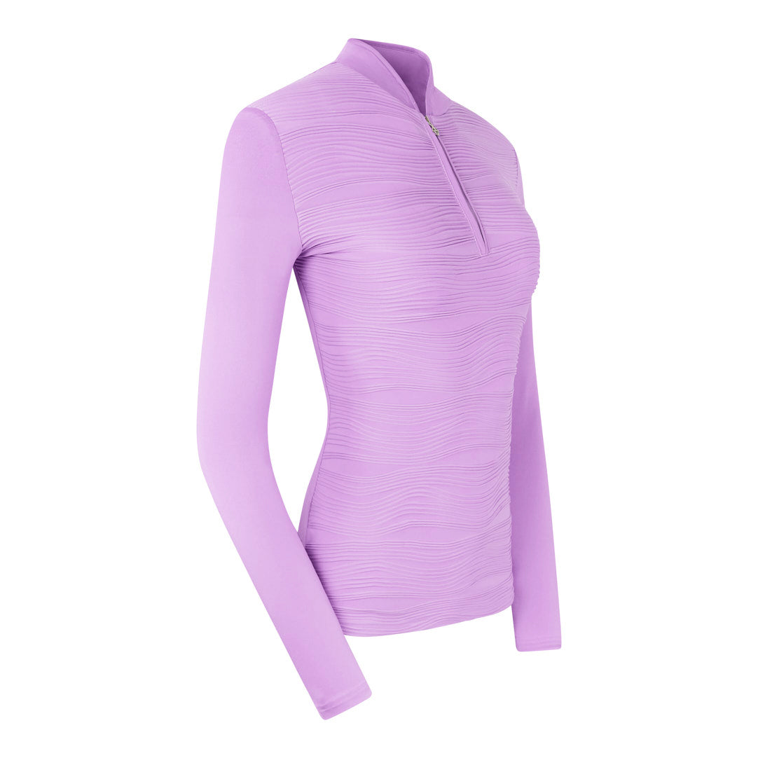 Pure Ladies Textured Long Sleeve Top in Lilac