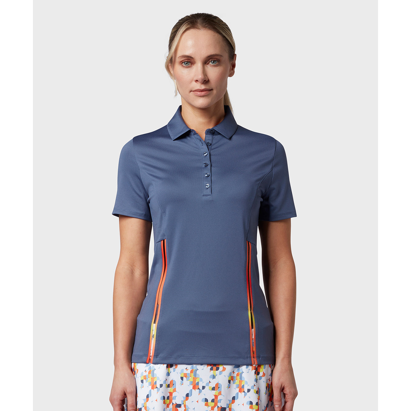 Callaway Ladies Short Sleeve Colorblock Golf Polo in Blue Indigo