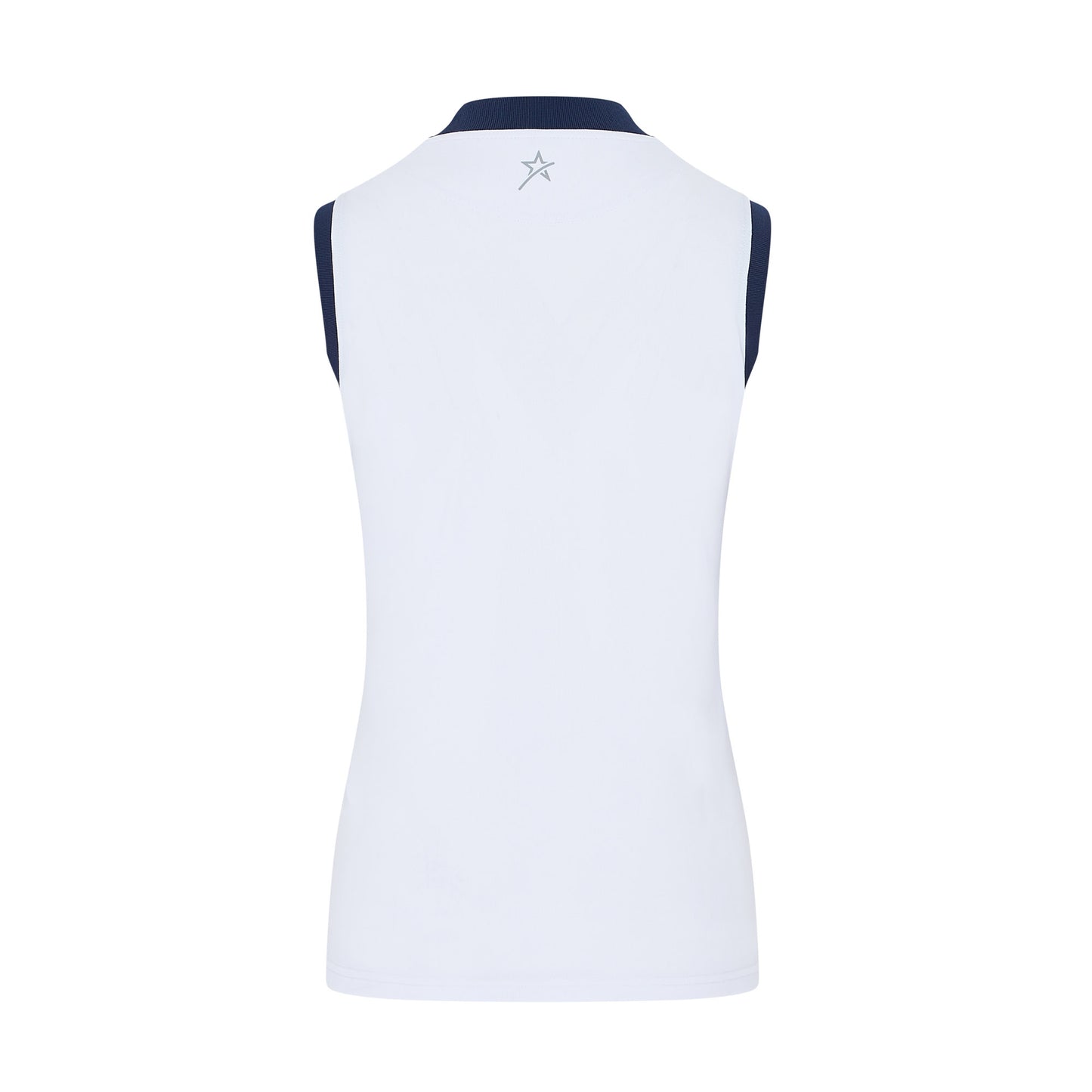 Swing Out Sister Ladies ELITE Sleeveless Polo in White with Navy Stripe