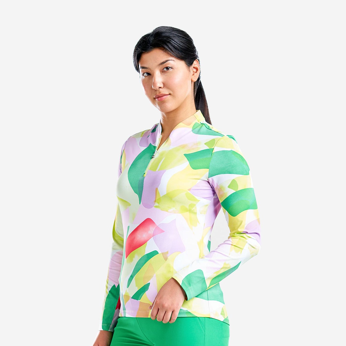 Nivo Ladies Long Sleeve Golf Polo in Abstract Print