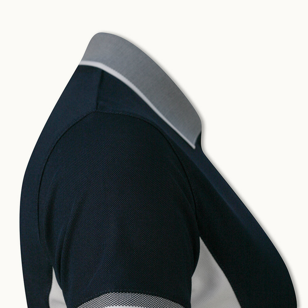 Glenmuir Ladies Short Sleeve Polo with Birdseye Rib Collar in Navy/White