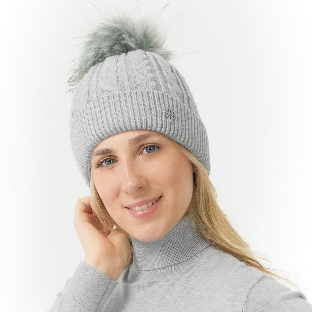 Pure Golf Ladies Lined Waterproof Bobble Hat with Cable Knit Design