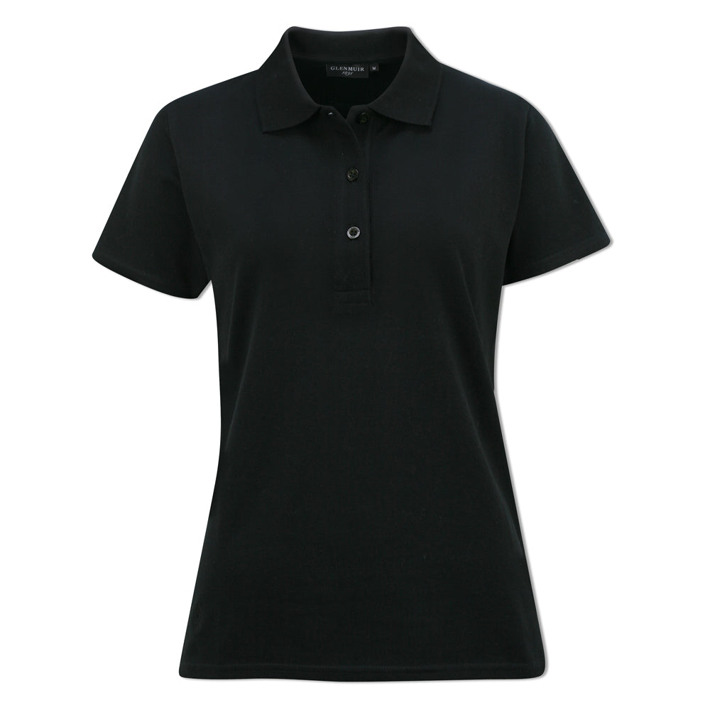 Glenmuir Ladies Pique Knit Short-Sleeve Polo with Soft Cotton Finish in Black
