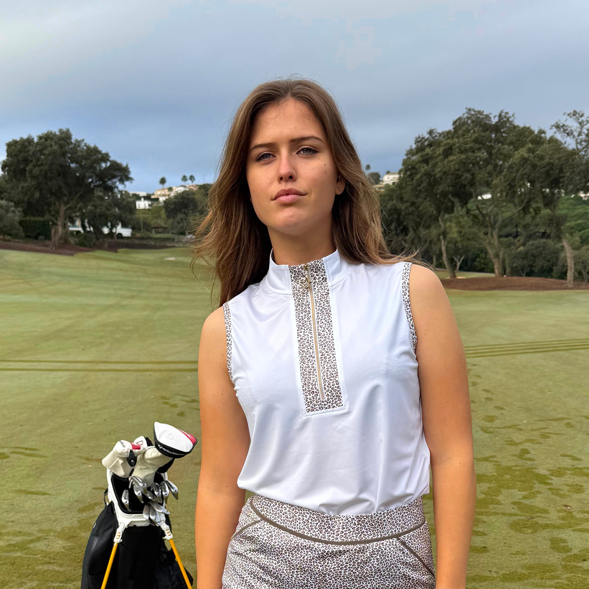 Swing Out Sister Ladies Zip-Neck Sleeveless Polo - Last One Small Only Left