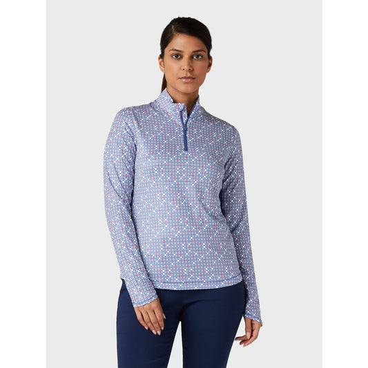 Callaway Ladies Geo Print Golf Top in Coastal Fjord 