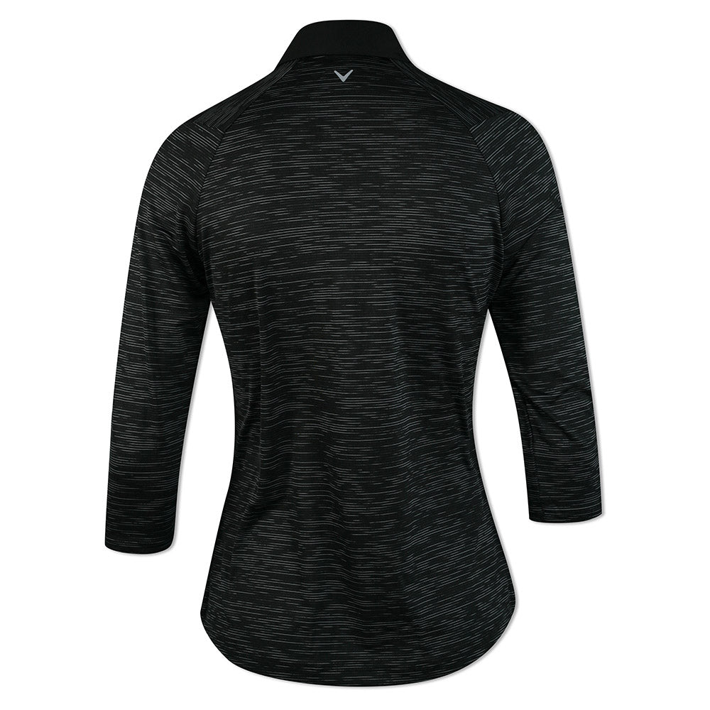 Callaway Ladies 3/4 Sleeve Micro-Stripe Polo in Caviar