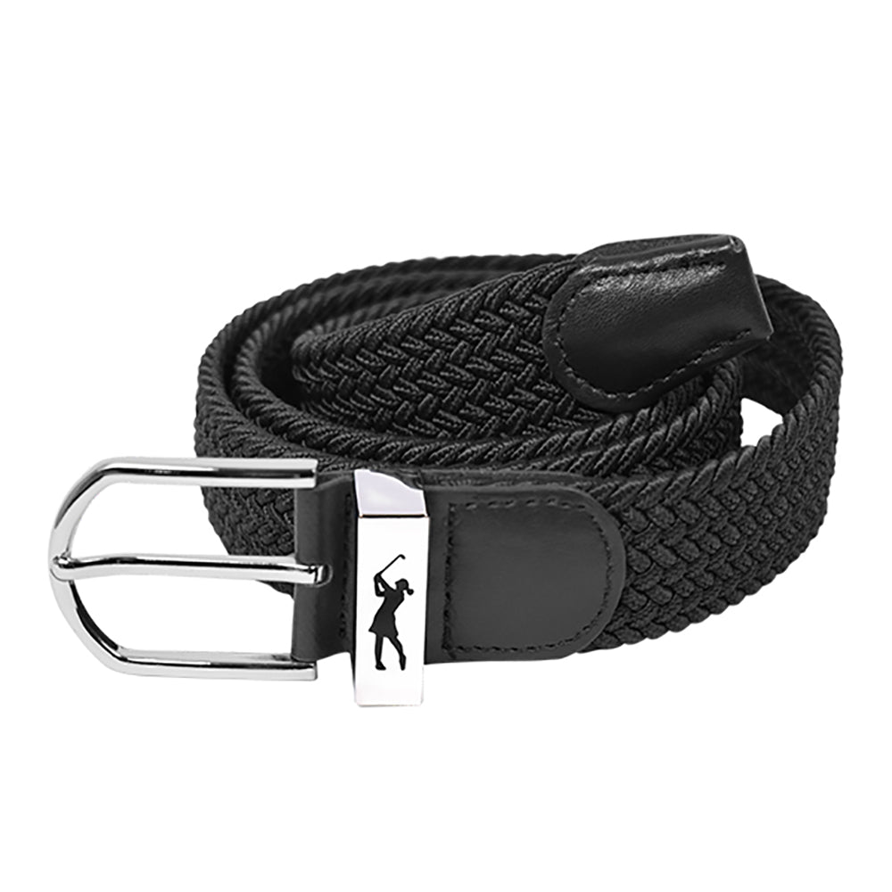 Surprizeshop Ladies Elasticated Braided Stretch Golf Belt in Black