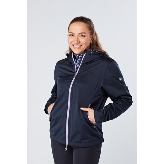 Swing Out Sister Wind Resistant Jacket with Hood in Navy