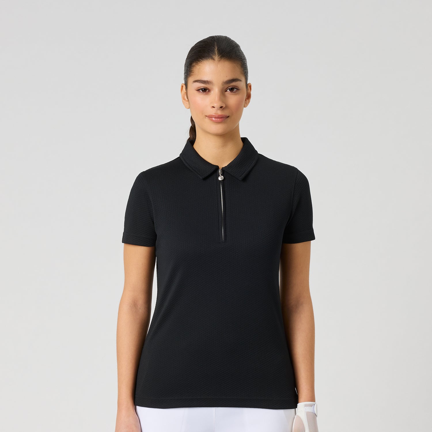 Daily Sports Honeycomb Structured Short Sleeve Polo in Black - Move Freely on the Course