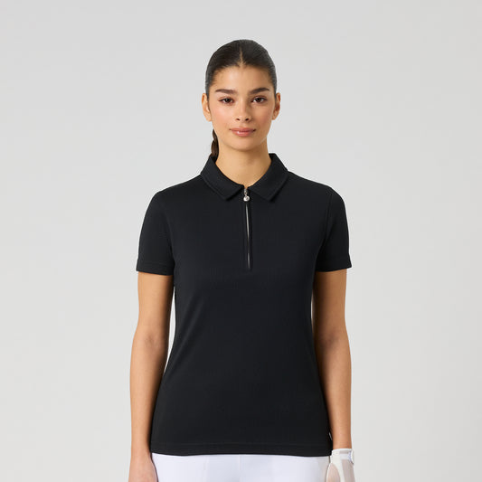 Daily Sports Honeycomb Structured Short Sleeve Polo in Black - Move Freely on the Course