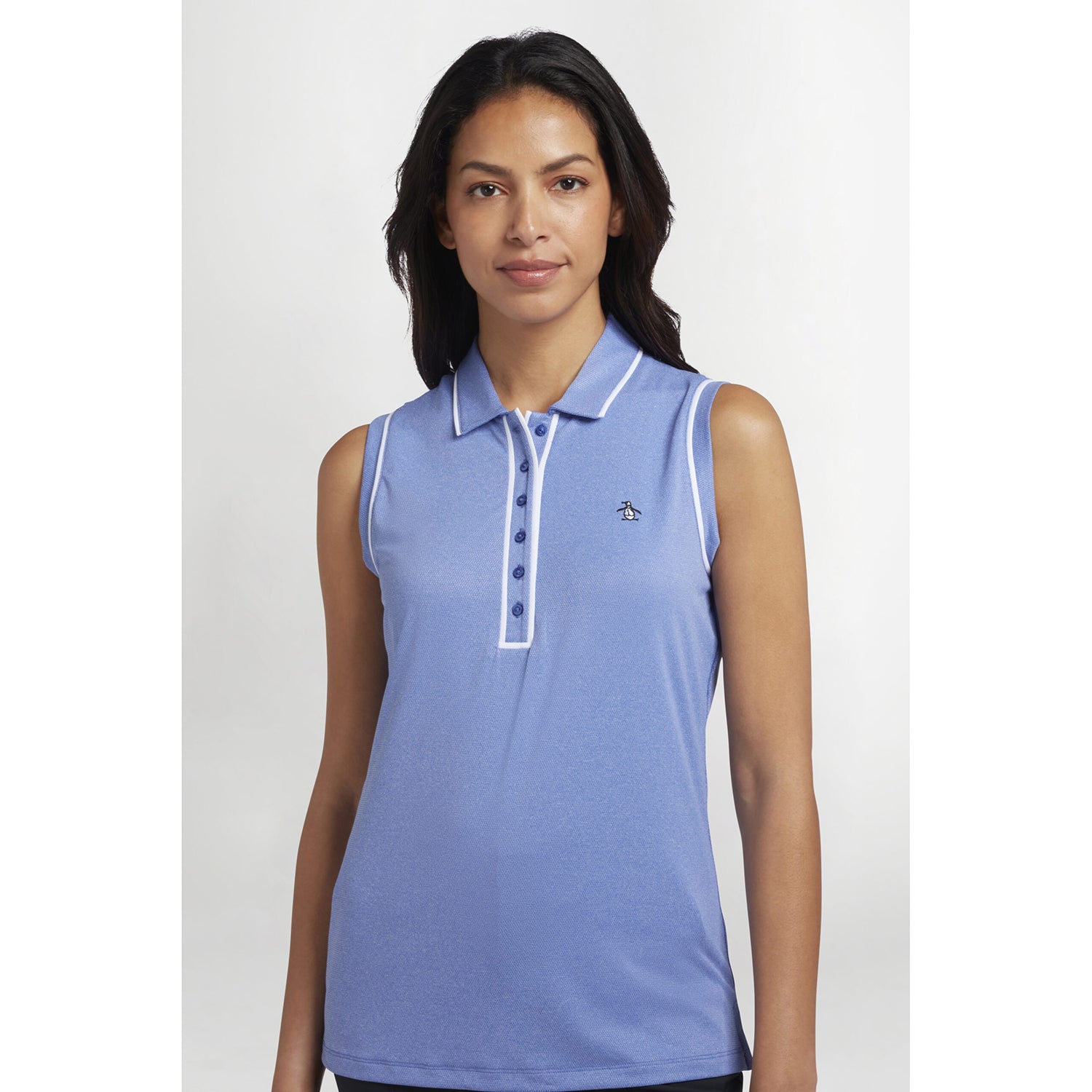 Original Penguin Ladies Piped Sleeveless Polo in Bluing