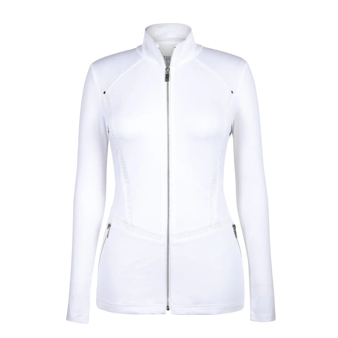 Tail Ladies White Full Zip Jacket with Ruched Detailing