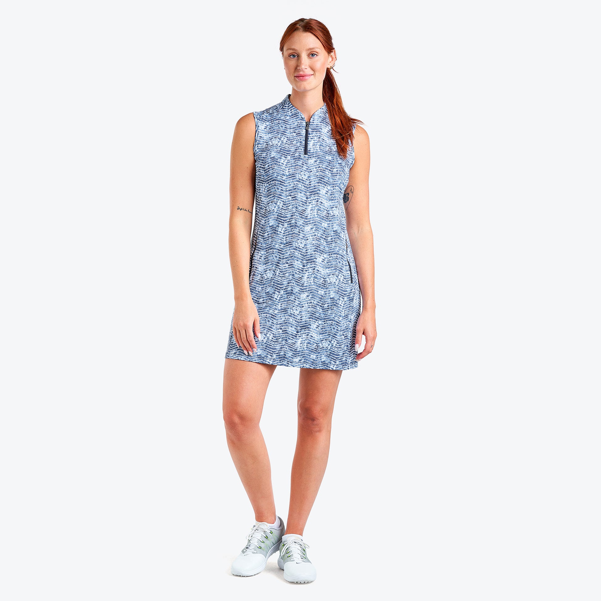 Nivo Ladies Sleeveless Liv-Cool Golf Dress in Zig Zag Wave Print