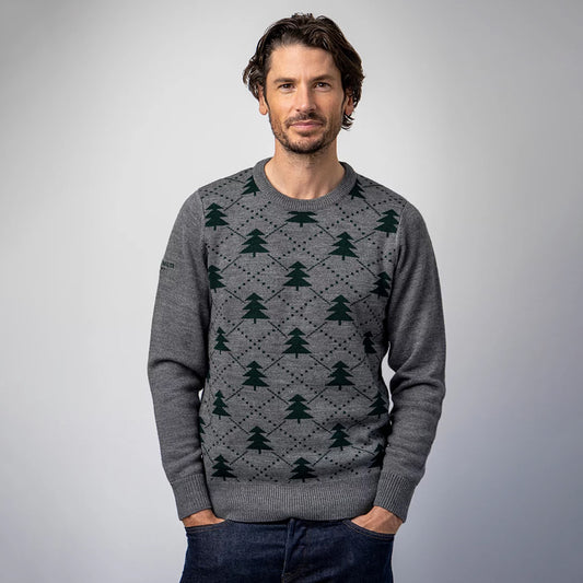 Glenmuir Mens Festive Intarsia Christmas Tree Knit Sweater