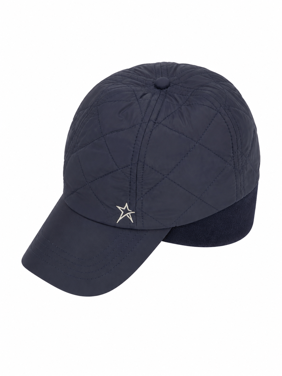 Swing Out Sister Quilted Hat with Teddy Fleece Ear Panels in Navy