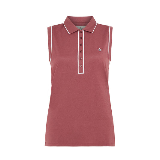 Original Penguin Ladies Piped Sleeveless Polo in Cordovan