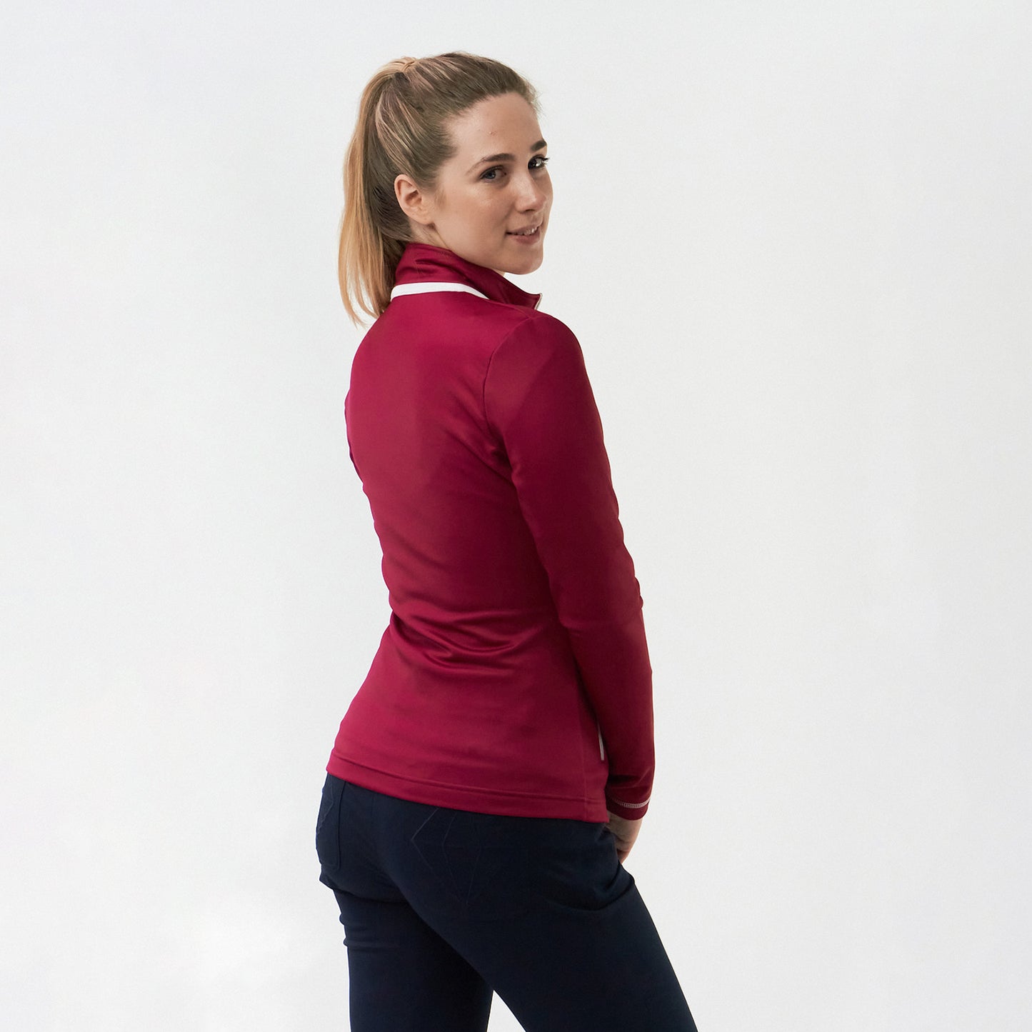 Pure Golf Ladies Mid-Layer Full Zip Jacket in Garnet Berry