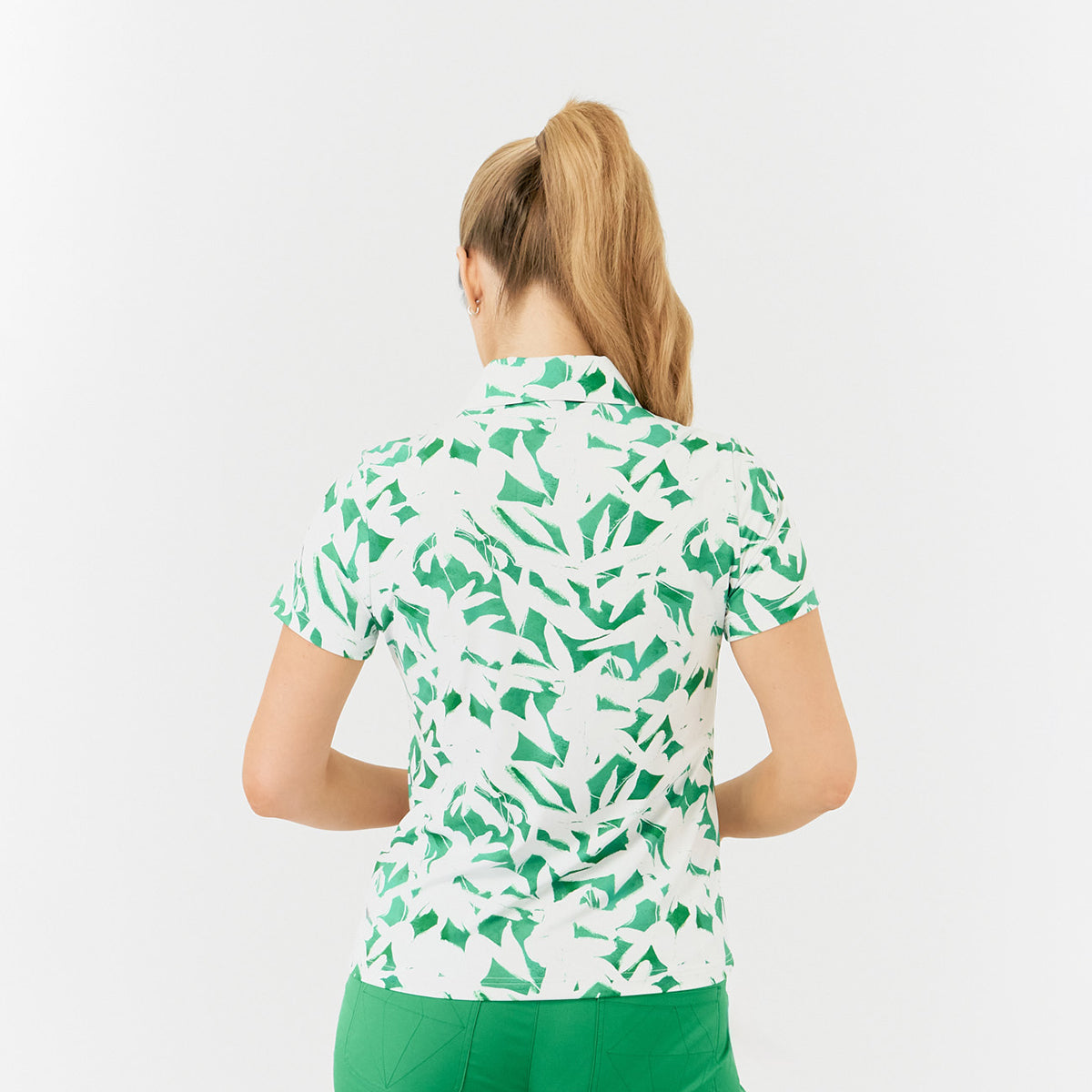 Pure Golf Ladies Short Sleeve Polo in Botanical Print