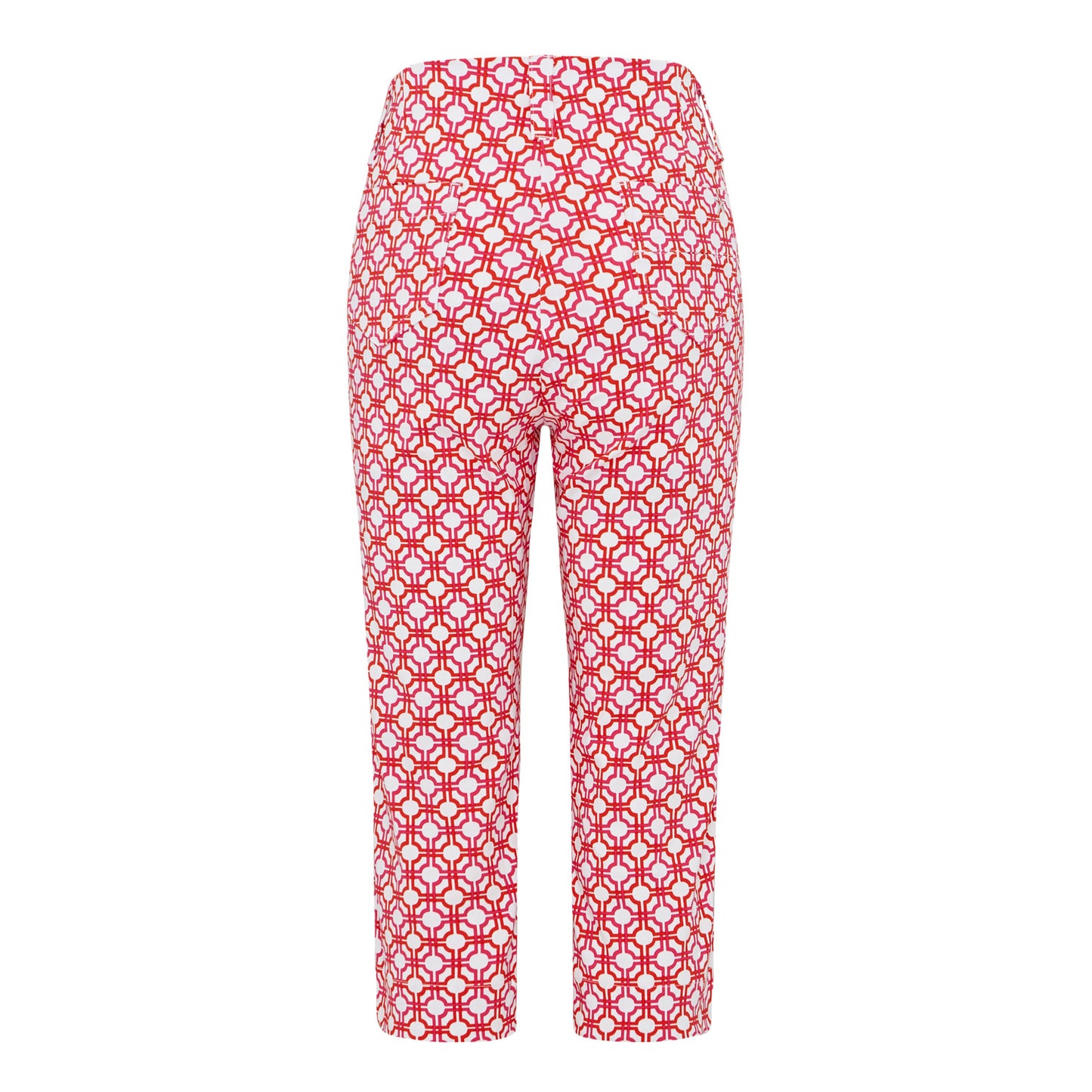 Swing Out Sister Ladies Pull-On Capris in Lush Pink and Mandarin with Mosaic Pattern