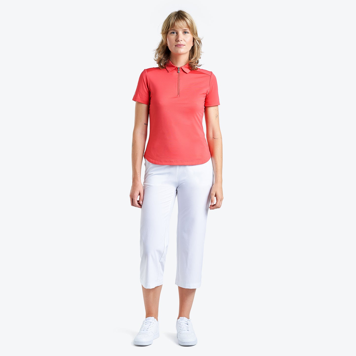 Nivo Ladies Short Sleeve Polo with UPF50 in Papaya Red