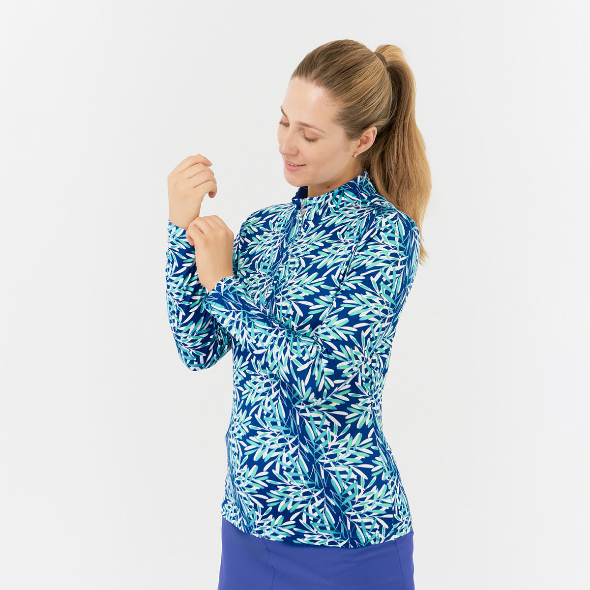 Pure Ladies Long Sleeve Top in Palm Print 