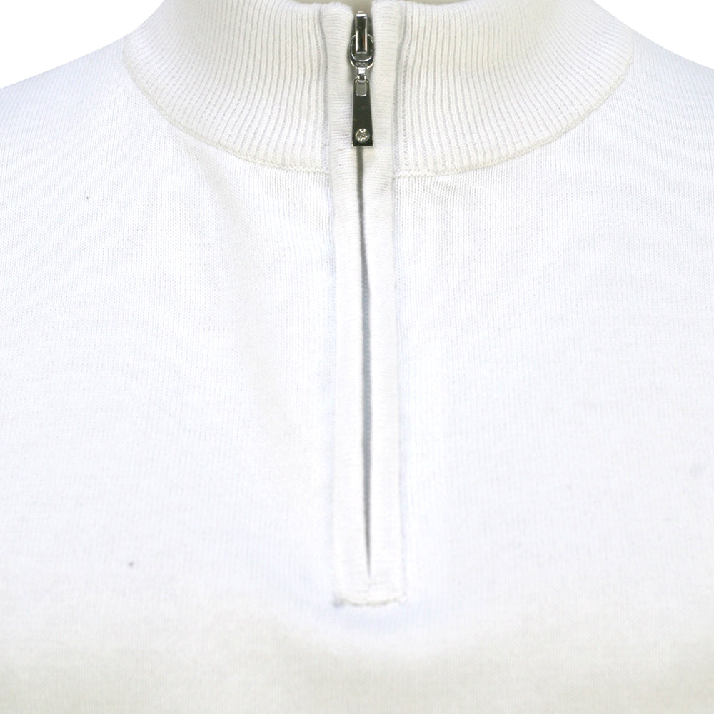 Glenmuir Ladies 100% Cotton Half-Zip Sweater in White