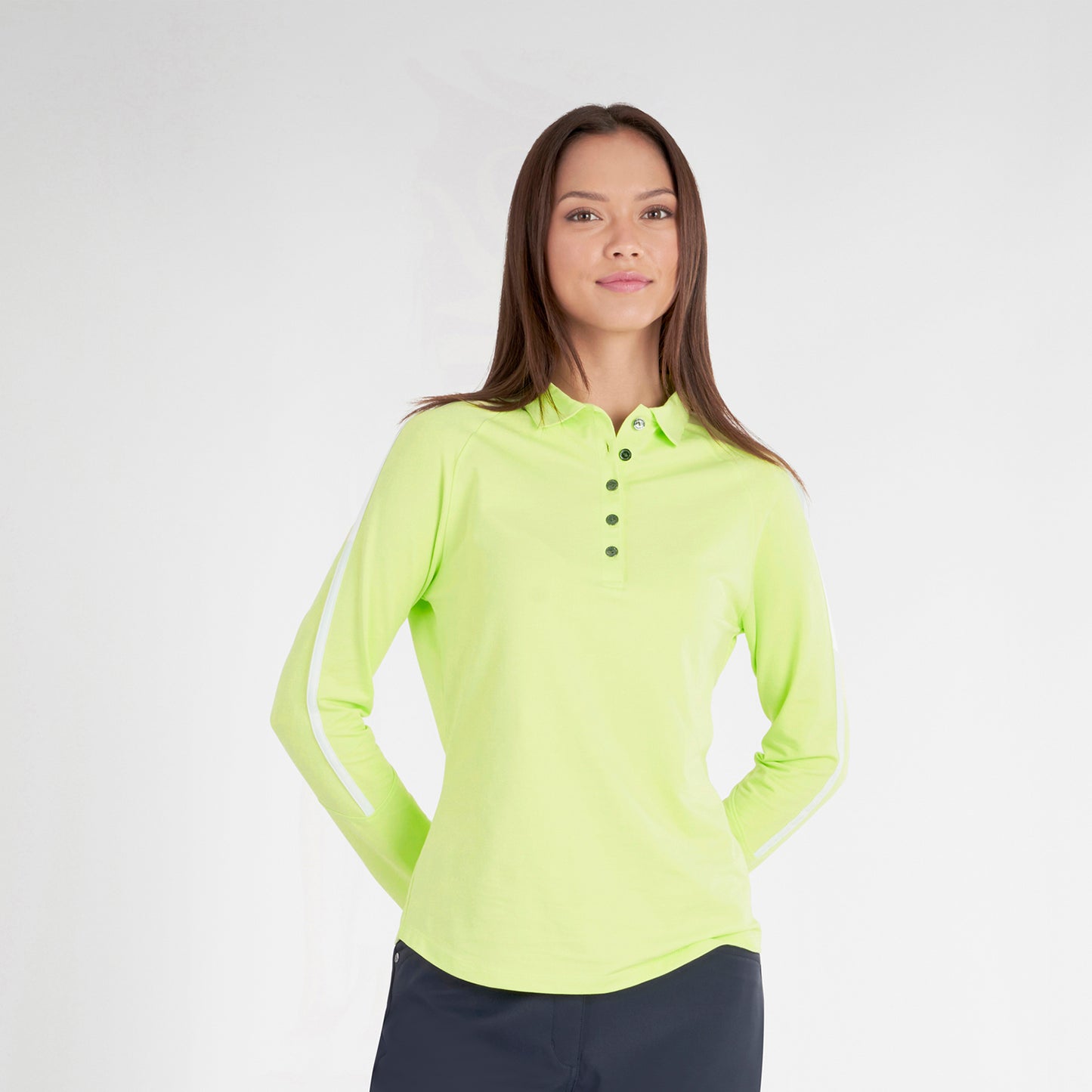 Green Lamb Ladies Cotton Blend Long Sleeve Golf Top