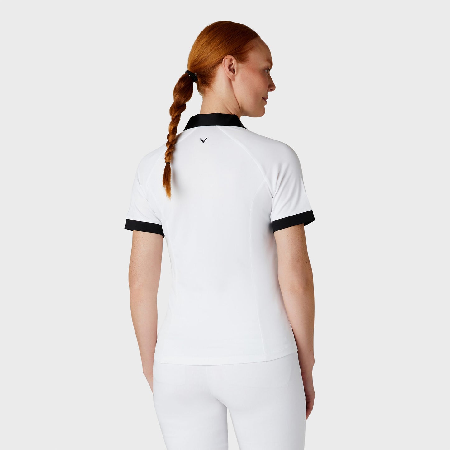 Callaway Ladies Short Sleeve Colour Block Golf Polo in White & Black