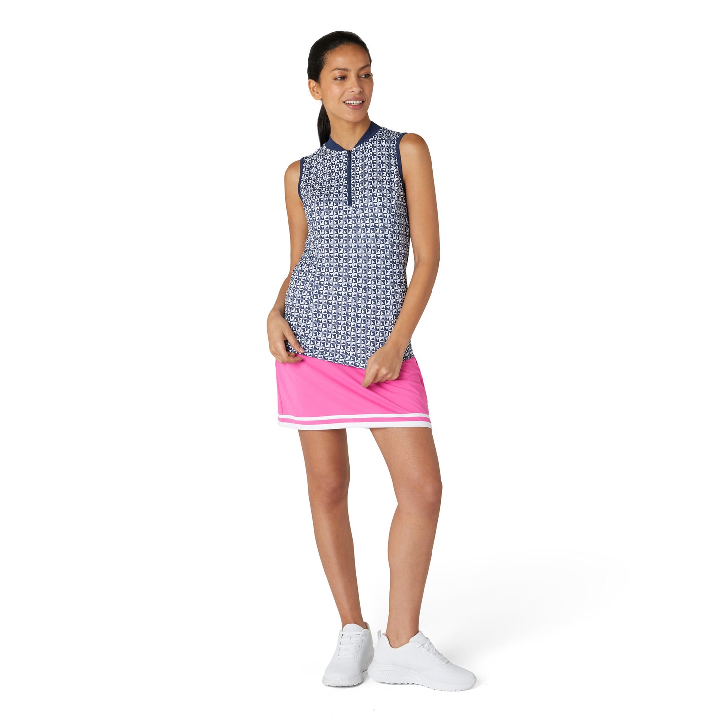 Original Penguin Ladies Sleeveless Navy Geo Print Golf Shirt