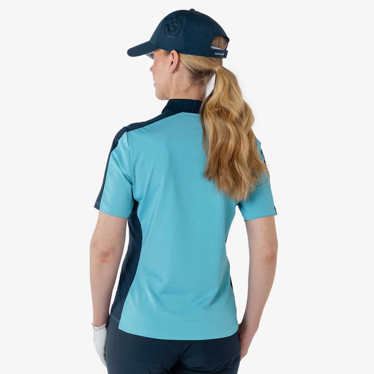Galvin Green Ladies Short Sleeve Polo with Flattering Contrast Panels in Navy