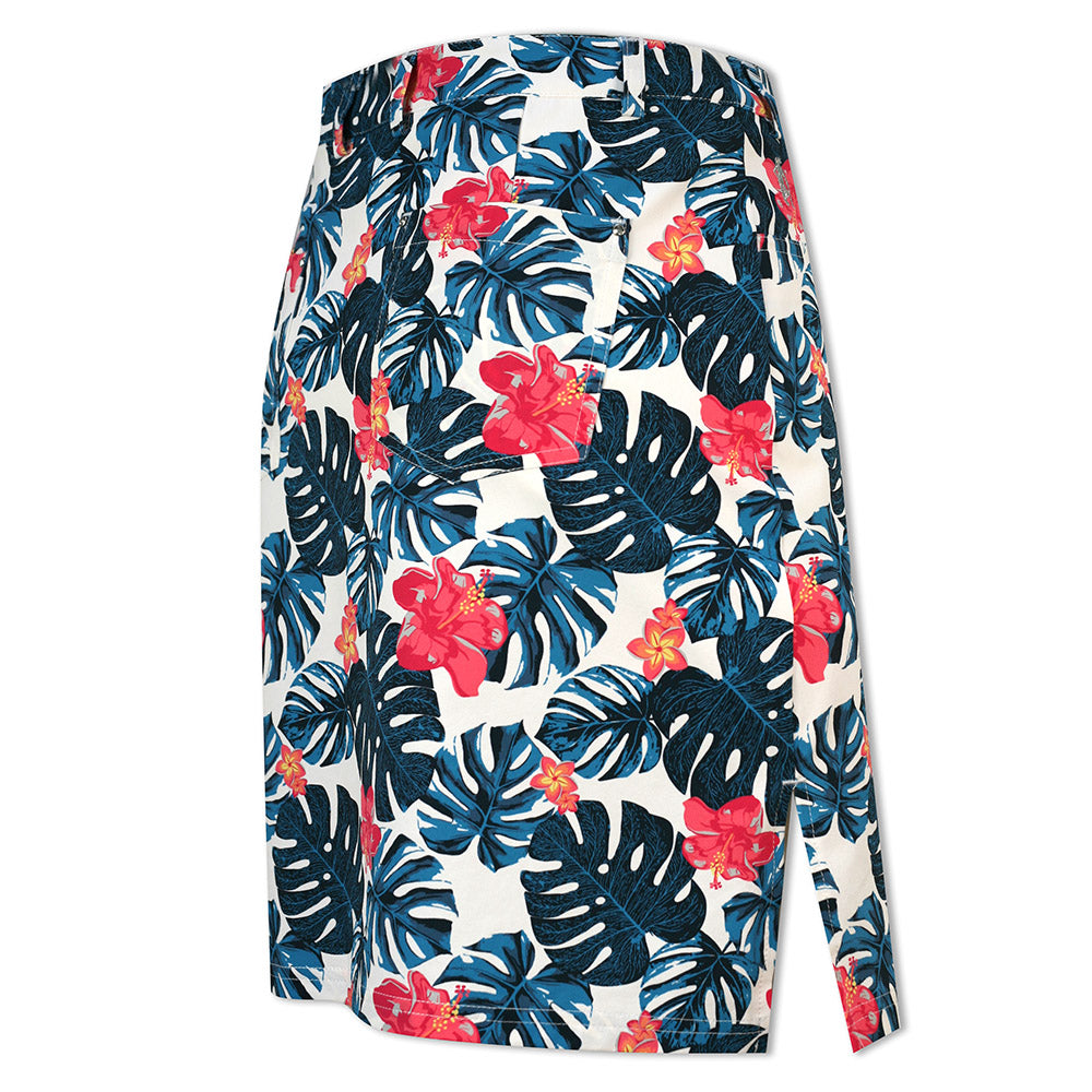 Glenmuir Ladies 4-Way Stretch Skort in Cobalt Tropical Print - Last One Size 8 Only Left