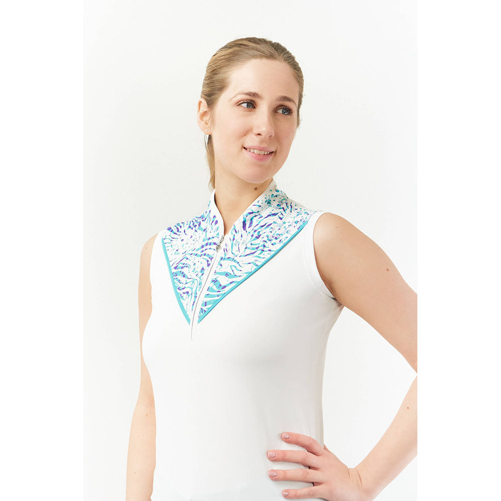 Pure Sleeveless Polo with Fierce Fusion Print Neckline