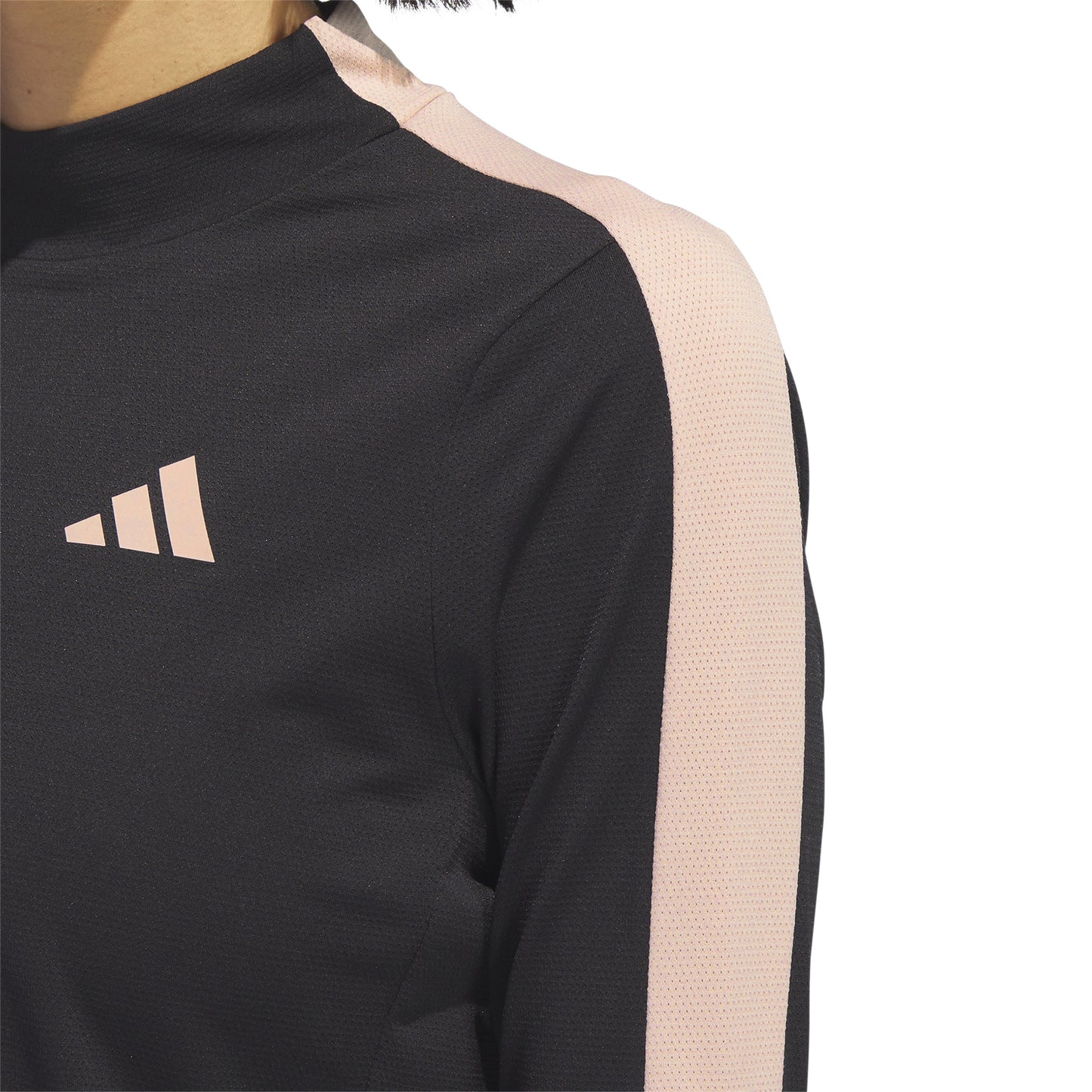 adidas Ladies Long Sleeve Colourblock Golf Top with Mock Neck in Black