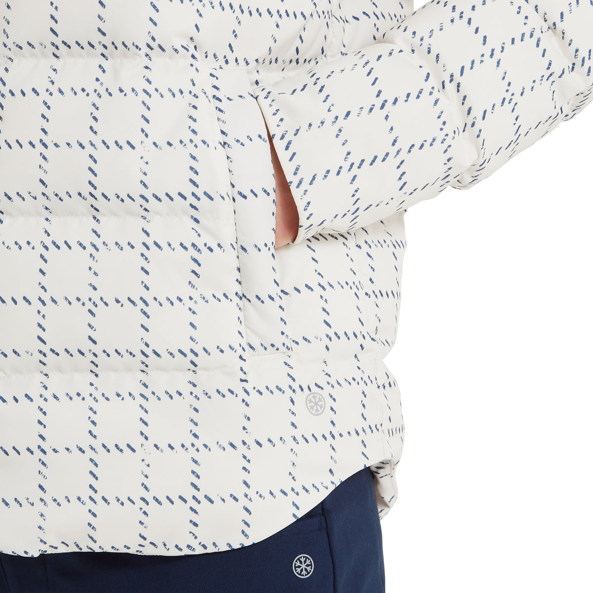 FootJoy Ladies Water Resistant Thermal Insulated Jacket in Cream with Navy Distressed Check